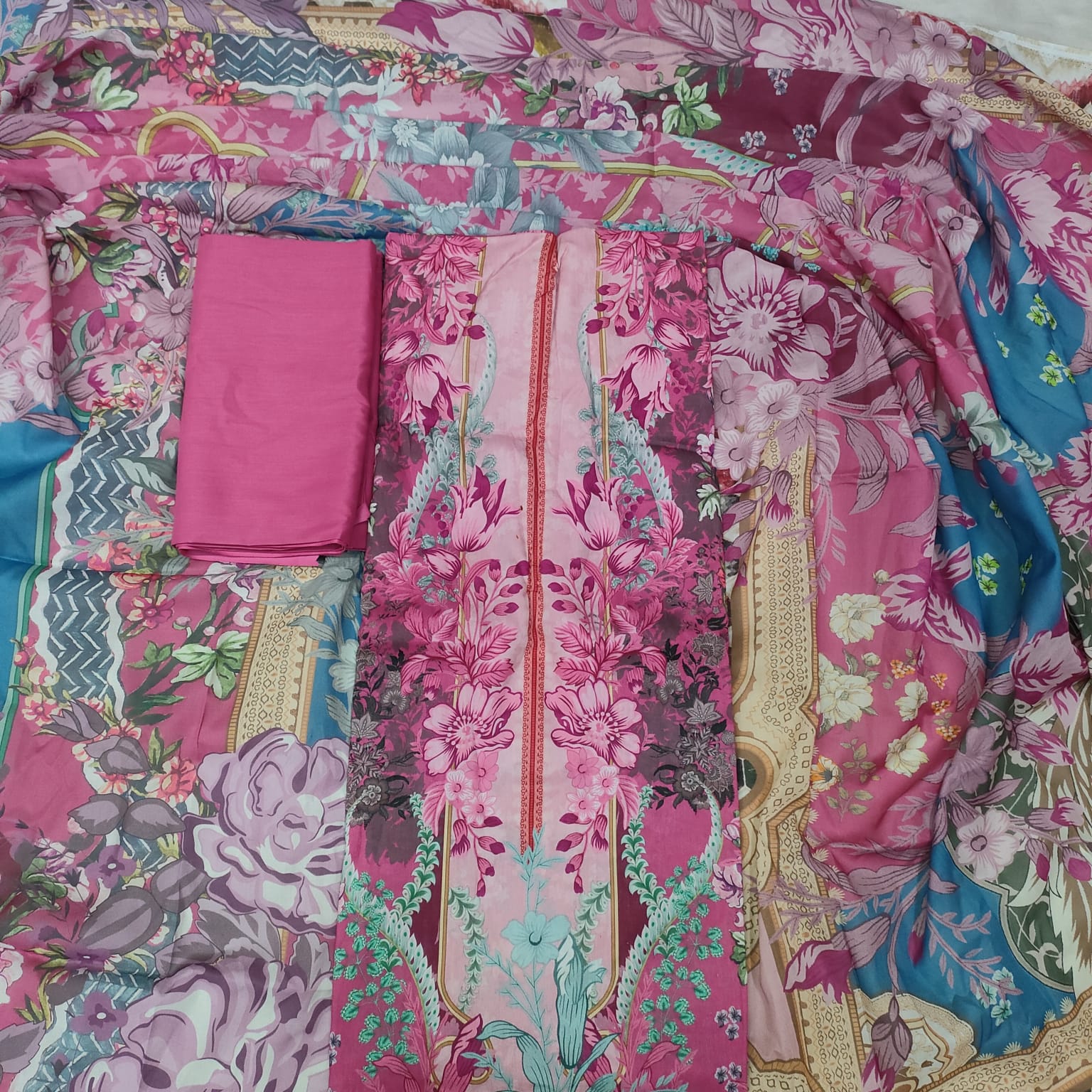 Unstitch 100% Cotton Three Piece